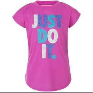 Girls Nike The Nike Tee Dri Fit Short Sleeve Purple ' Just Do It ' Shirt XS 4